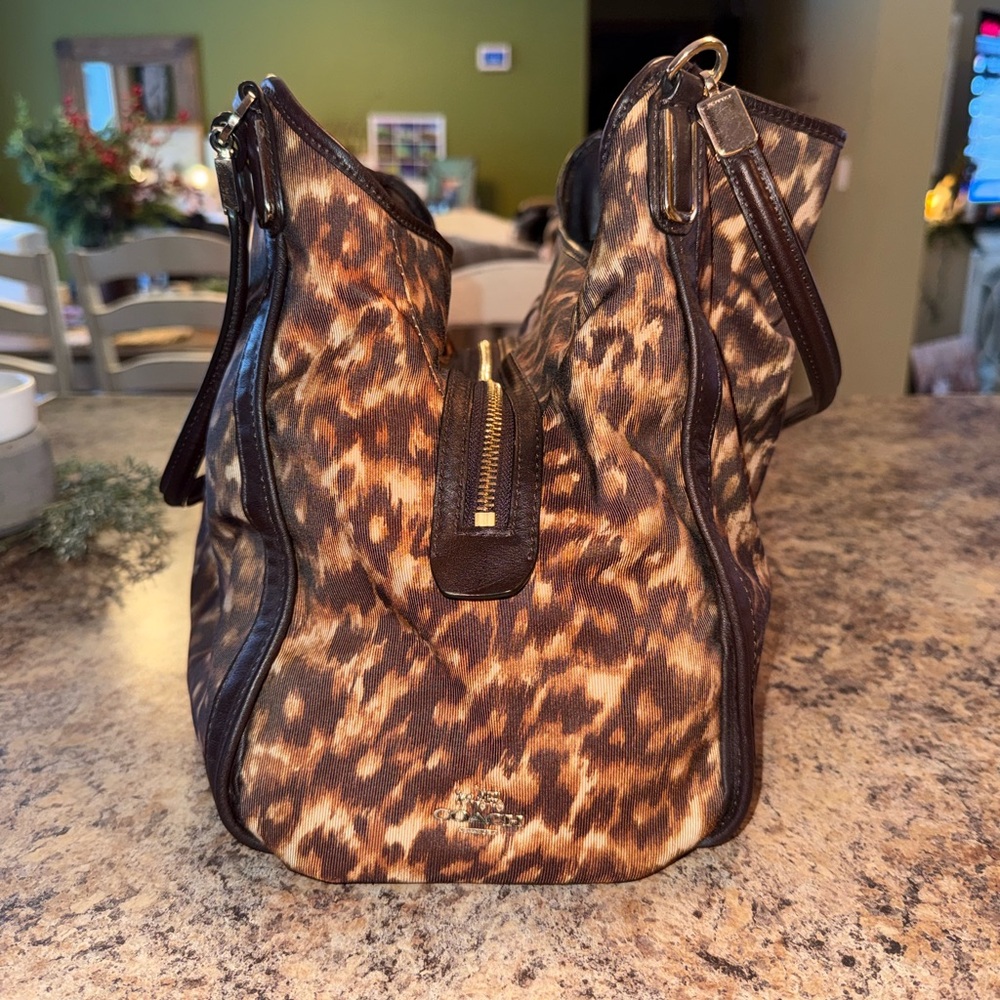 Coach Edie 28 Shoulder Bag- Leopard/Ocelot Print Nylon